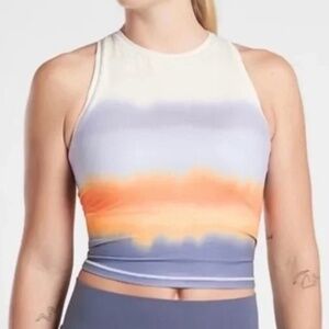 Athleta Shanti Printed Crop Orange and Blue Ombre Tank Sz XL
